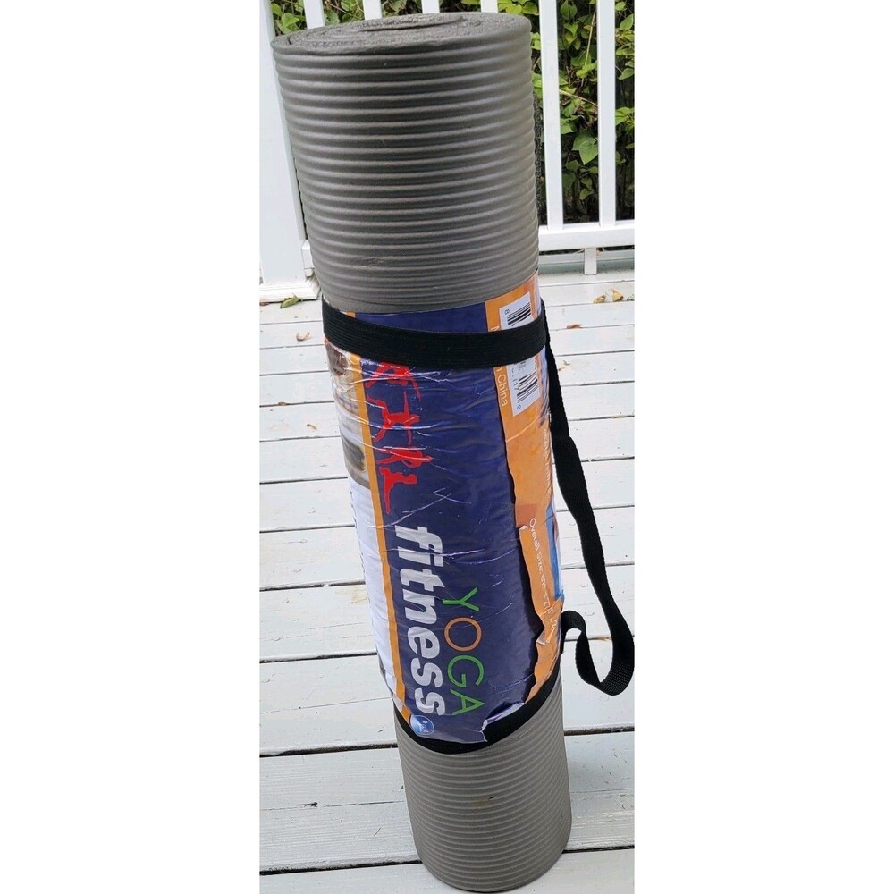 Thick Yoga/Fitness/ Pilates Ribbed Mat with Carrier Strap, 67" ร 27.5" x 2/5